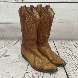 Montana Cowboy Boots‎ Mens 7E Brown Leather Pull On Western Pointed Toe